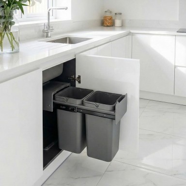 Thùng rác đôi màu ghi xám, 30L GW06.30G